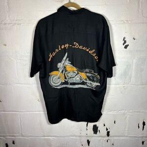Harley-Davidson Black Shirt with Orange Motorcycle Design